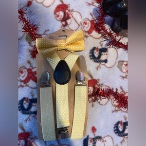 NWT Toddler Kids 4 Clips Adjustable Suspenders and Matching Bow Tie Set